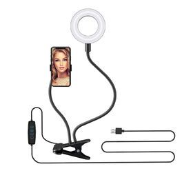 Old Shark Black 360 Degree Roating Cell Phone Holder Stand with Selfie Ring Light for Phone