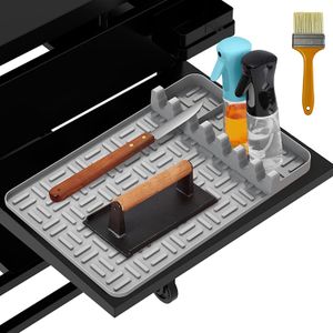 Food Grade Holders Racks & Spoon Utensil Rest Mat Griddle Tools Silicone Grill Spatula Mat for Multiple BBQ Tools