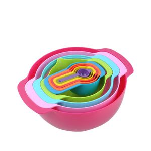 Dinnerware Set Home Kitchen Cooking Baking Tool Set Nested Colorful Plastic Mixing Bowls Measuring Spoon And Cup