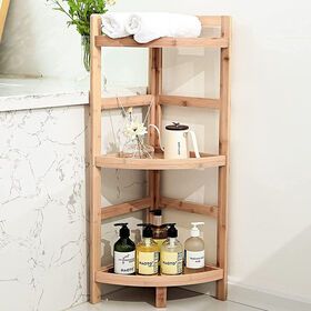 3 layers luxury home removable bathroom shower kitchen display corner bamboo storage rack shelf