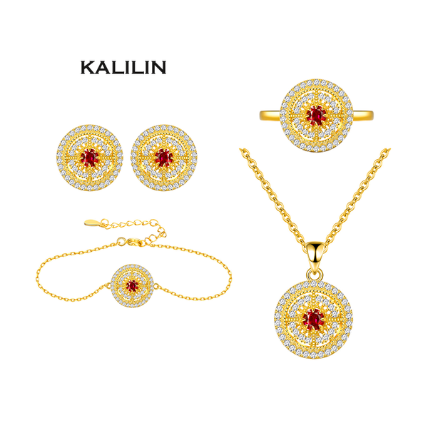 Wholesale 925 silver gold plate jewelry set gold plated set