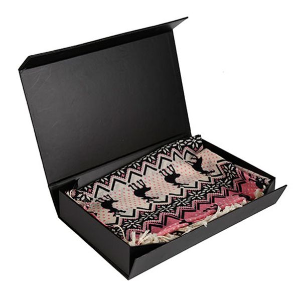 Underwear package luxury foldable box black bra lingerie paper gift box custom packaging box for clothes