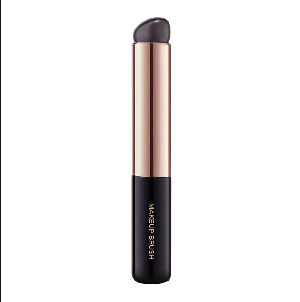 FYD Wood Handle Black Lip Brush Silicone Lipstick Lip Gloss Brushes with Eye Shadow Concealer Lip Mask for Makeup with Eva Bags