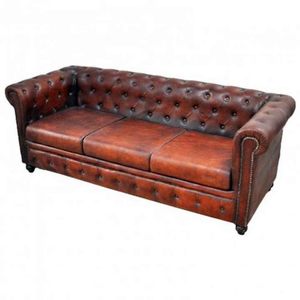 Unique Best Modern Design Genuine Leather sofa three seater Set Living Room Furniture leather chesterfield sofa for sale