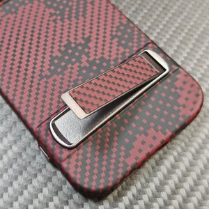 High quality metal stand holder OEM carbon aramid phone case for iPhone 14 15 16 phone shell