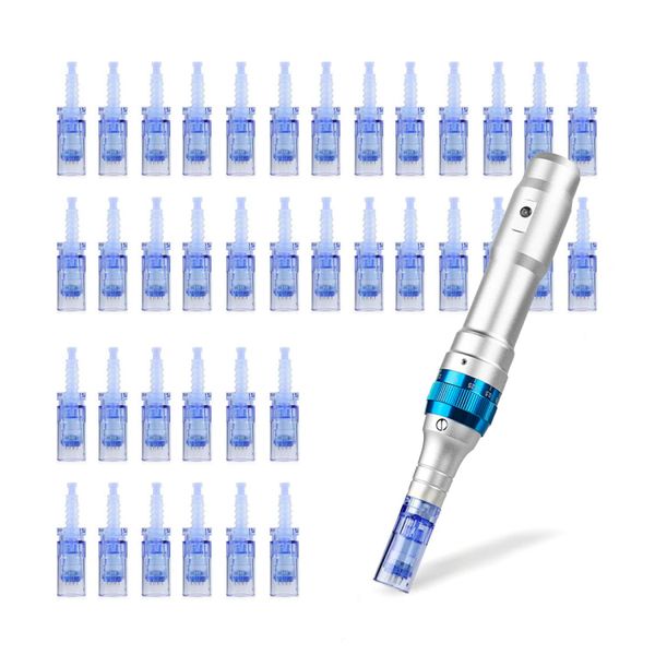 Derma Pen Microneedling Cartridge Ultima A6 Blue Nano Micro Needle Pen Rechargeable A6 Microneedling Needles Dermapen Cartridge