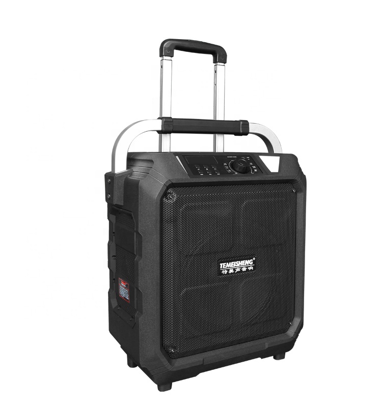 Small Size 10 Inches Wireless Good Quality Trolley Speaker With Telescopic Handle Wheels