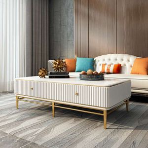 Wholesale Modern Luxury Wooden European Style Living Room Furniture Metal Marble Top Coffee Table
