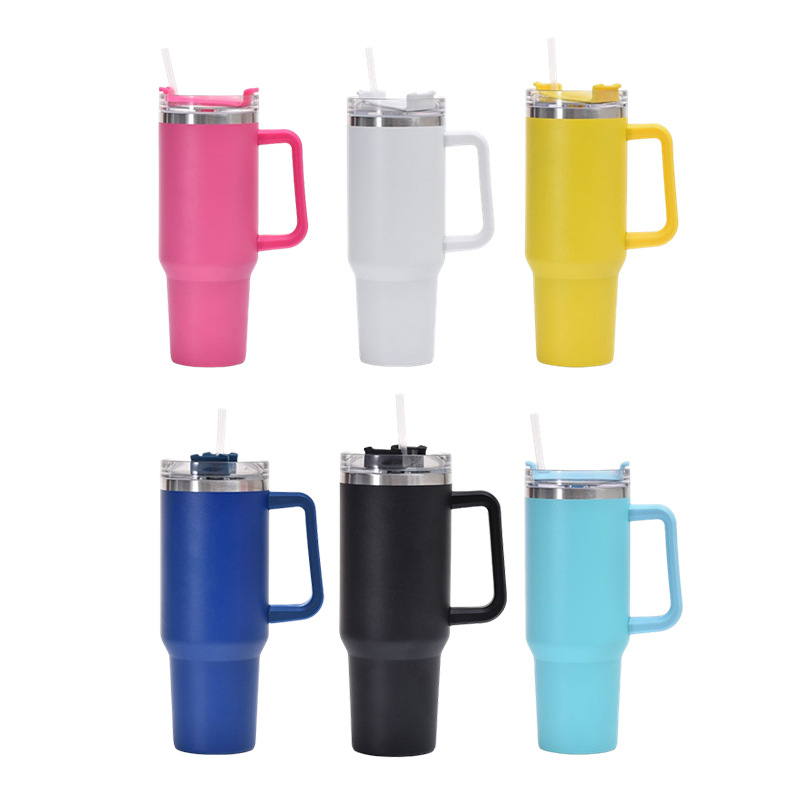 Wuyi Qiyuan Daily Necessities Co., Ltd. 40oz Mug Tumbler With Handle Insulated Tumbler With Lids Straw Stainless Steel Coffee Tumbler Termos Cup for Travel Thermal Mug
