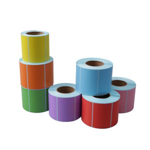 Custom Size Die Cut Heat Sensitive Thermal Paper Label Roll Thermal Paper Self-adhesive Label  Custom Color Thermal Label
