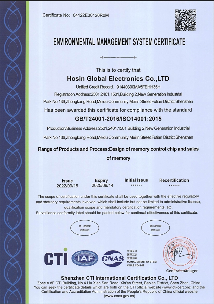 Hosin Global Electronics Co., Ltd. Solid State Drives