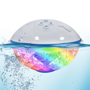 Portable Wireless speaker, IP68 Waterproof Floating Hot Tub Speaker with RGB light show, Stereo Sound, USB rechargeable