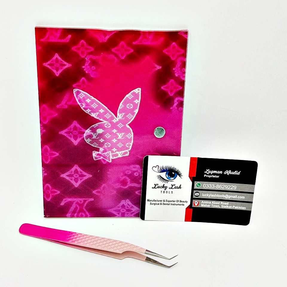 LUCKY LASH TOOLS Most Popular Pink Bunny Face Acrylic Lash Tile Tweezer Holder Private Label Training Pallet Magnetic Lash Extension Pallet Tiles