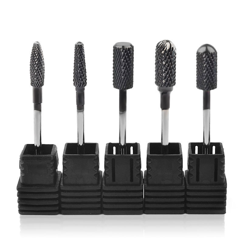 5types Black Tungsten Nail Drill Bits 3/32" Tungsten Steel Drill Tool Carbide Bit Electric Nail Drill