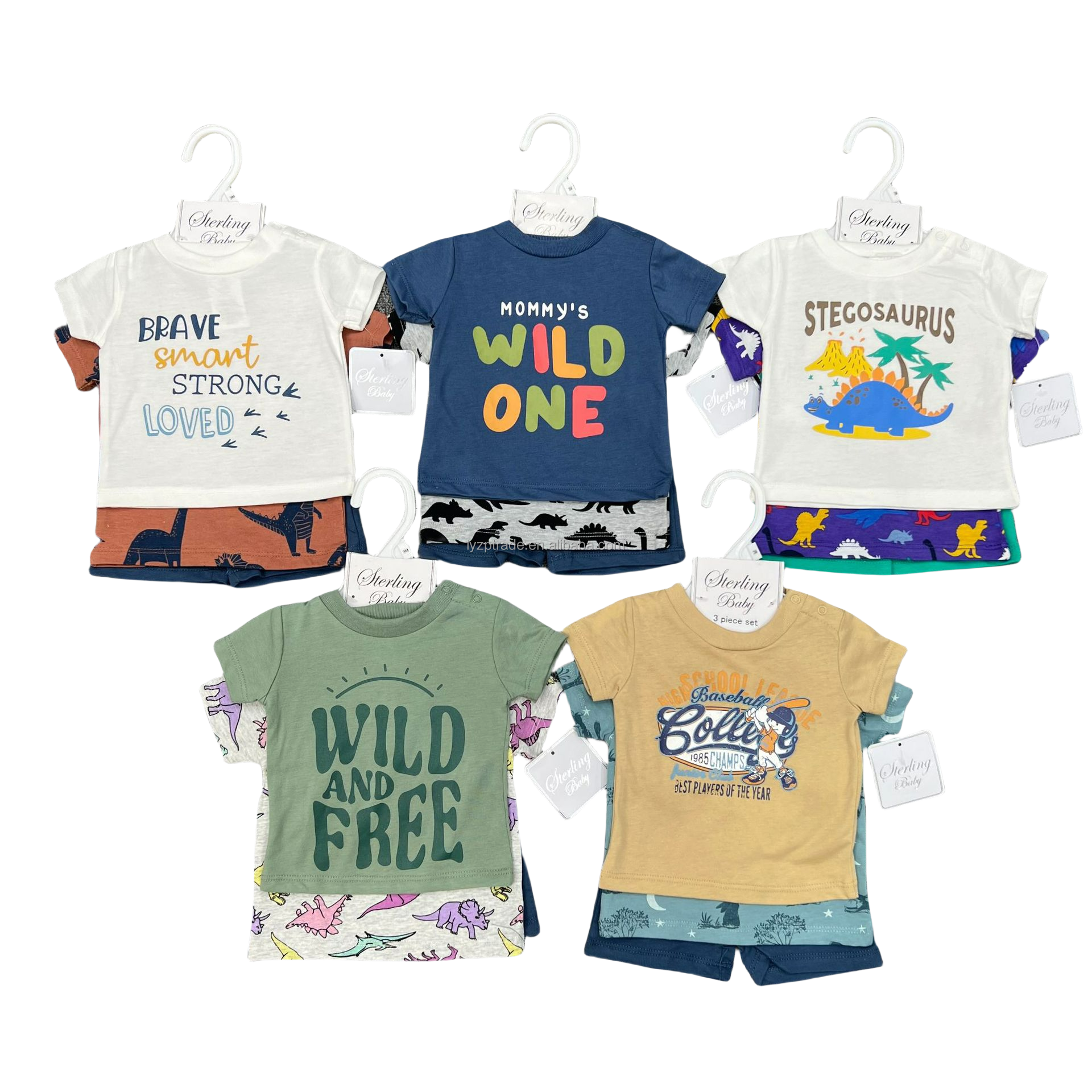 Baby clothing 0-18 months short sleeve 3-piece 100% cotton short sleeve suit