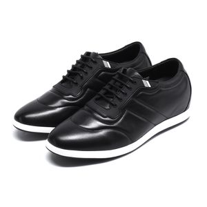 Factory Customized Brand Casual Height Increasing Men's Shoes with Invisible Elevator Shoes 6CM Black Breathable Sneakers Shoes