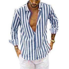 Men's New loose fit Stripe full Sleeve Shirt Versatile Style Cotton Casual Chemise Shirt Plus Size Men's Shirts