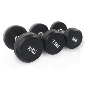 Home Fitness Equipment Integrated Cast Iron Coated  Round Rubber Dumbbells Set Weight-lifting Dumbbells
