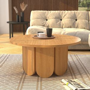 OEM Mid Century Modern Solid Wood Circle Coffee Table for Living Room Furniture Sets for Apartments and Houses