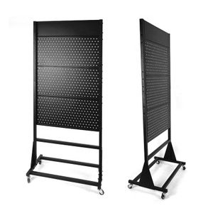 Factory price advertising metal pegboard display  floor standing display stand removable shelf rack with hanging