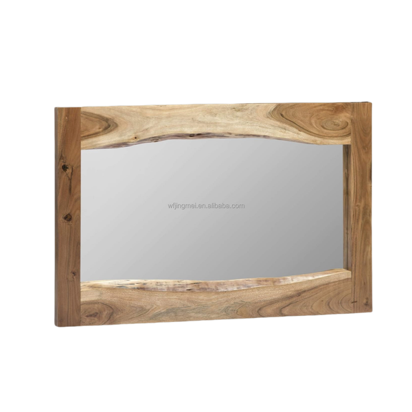 Natural Live Edge Wood Tempered glass Mirror with Unique Character