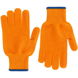 Wholesales OEM 7Guage Knitted Criss-Cross PVC Grip Double Sides Single Layer String Seamless Polyester Knit Winter Work Gloves