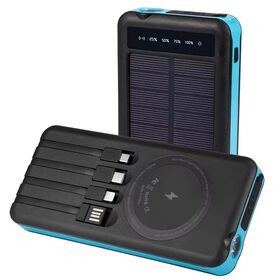 Solar panel power bank 10000mah outdoor emergency mobile phone charging portable with cable power supply