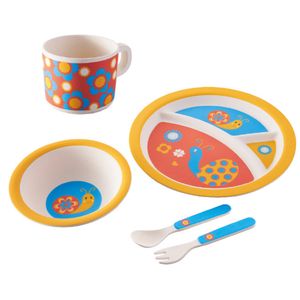 Eco-friendly rPET Children's Tableware Set Cartoon Plastic Bowl  Cup Fork Spoon Plate Sets for Kids Feeding
