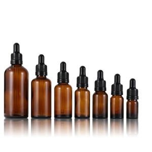 Round Gradation amber boston 10ml 20ml 30ml 50ml 60ml essential oil tape evident NBR dropper frosted serum amber glass bottle