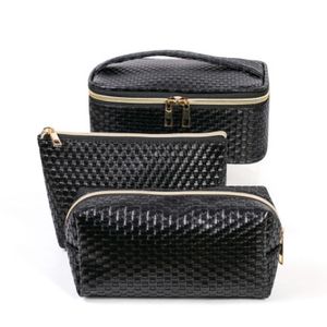Custom luxury cosmetic bag bulk leather makeup case black cosmetic travel bag for women