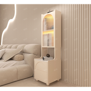 NOVA New Design Cream Color 2 Drawers Nightstands Solid Wood Tallboys Bookshelf  Bedroom Furniture Modern Tall Bedside Table