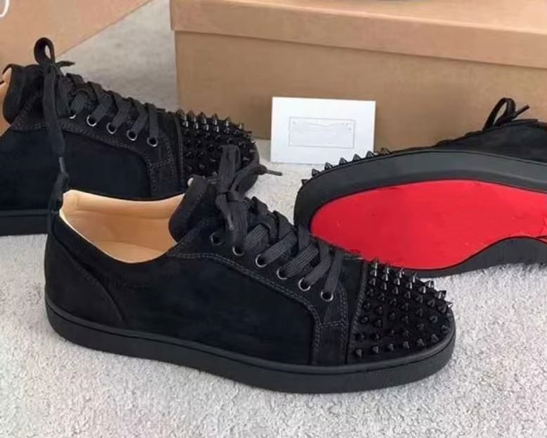 Top quality Men shoes rivets red bottom shoes full leather casual high board European and American tide DESIGNNERS brand