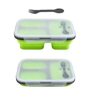 Wholesale Food Storage Container Plastic Bento Lunch Box Set for Adult Kids with Lid Utensils Foldable Silicone Lunch Box
