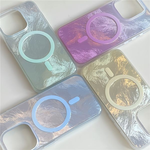 Phone accessories and electronics for iPhone 16 15 pro max Laser fantasy abalone shell electroplated magnetic mobile phone case