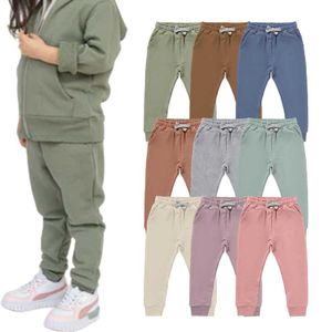 Wholesale Elastic Waist Solid French Terry Full Length Organic Cotton Unisex Boys Girls Baby Jogger Pants