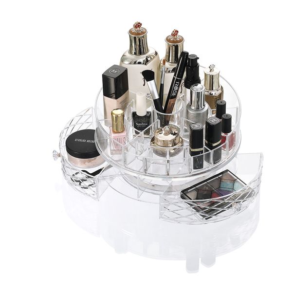 multifunction desktop storage box 360 rotate european makeup organizer