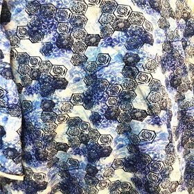 Chinese National Style Ramie Cotton Digital Printing Geometric Patterns  on Fabric