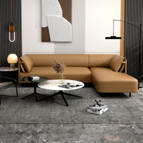 American Leisure Elegant Couch Living Room Sofas Brown Pu Leather Commercial Office Sofa Sectional Sofa