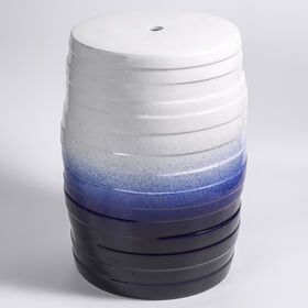 Wholesale 18"H ceramic outdoor garden furniture side table stool in gradient color white and blue