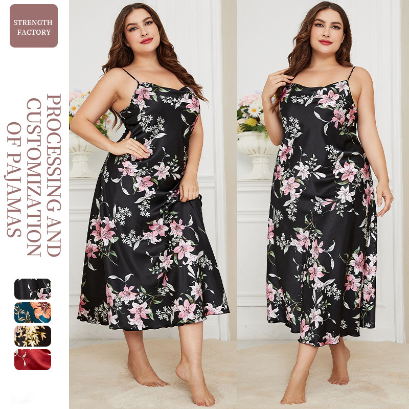 Guangxi Shi En Clothing Co., Ltd. nightgowns ladies sleepwear night dresses for woman plus size silk sleep wear women nightwear sleep wear