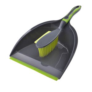 Rubber Floor Broom Soft Bristle Brush/Scrubber clip-on Dustpan easy for cleaning Pet Hair Removal Broom for Household