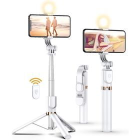 Old Shark Bluetooth Selfie Stick Tripod with Wireless Remote, Cellphone Selfie Stick Tripod with LED Fill Light for Phone