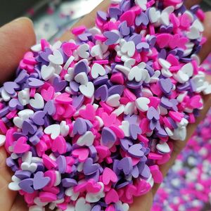1KG DIY Craft Slime Sprinkles Valentine Polymer Clay Slices Pink Purple Heart Mix Polymer Clay Sprinkles