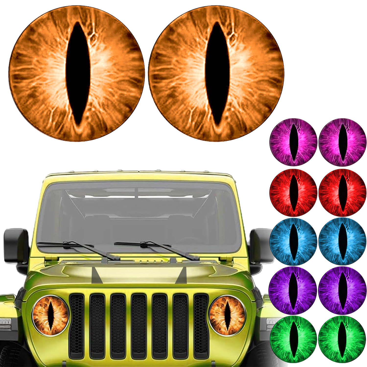 Guangzhou Kelenate Car Accessories Co., Limited Beast Eyes Headlight Decals Funny Eyes Sticker Decal 3D Stereo Round Eye Headlight Decal Stickers for Truck