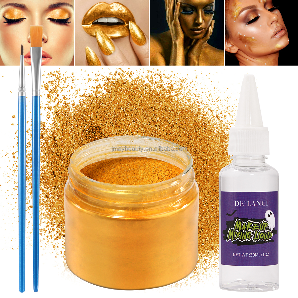 Halloween makeup metallic powder silver gold face paint powder metallic chrome powder pigment for face body paint