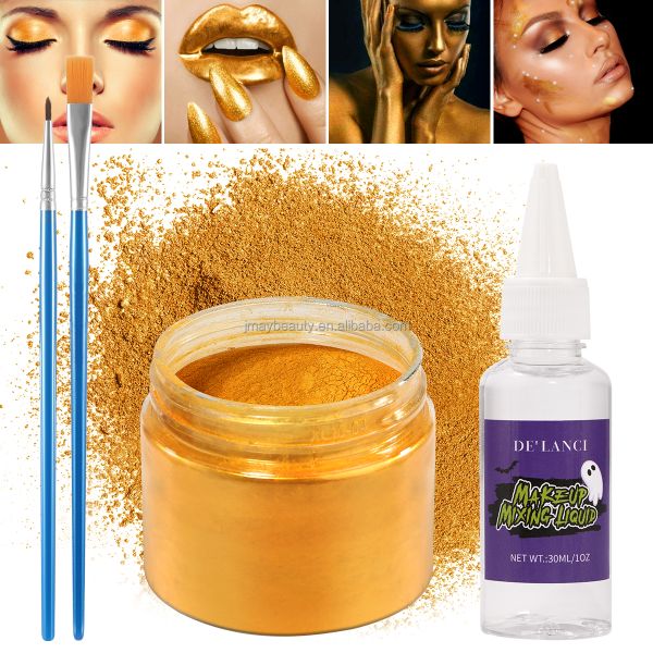 Halloween makeup metallic powder silver gold face paint powder metallic chrome powder pigment for face body paint