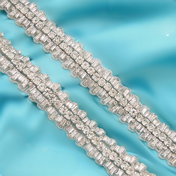 (10 yards) Wholesale wedding rhinestone applique bridal beaded crystal trim iron on for wedding dress WDD1007