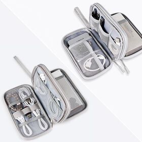 Waterproof Dual Layer Electronic Organizer Travel Cable Accessories Bag for Power Bank,Charging Cords,Chargers,Mouse,USB Cable