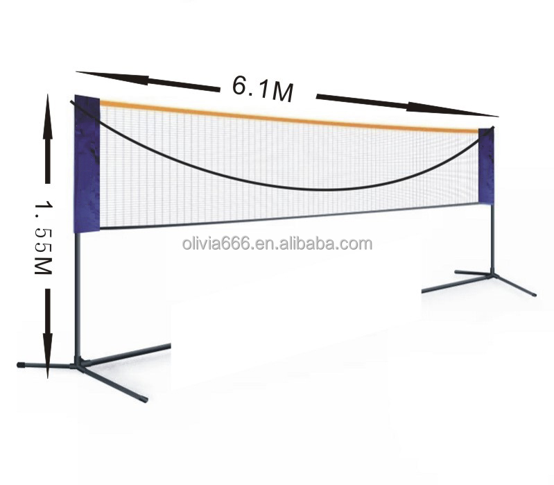 Ji 'an Qingyuan District Global Village Trading Co., Ltd. Factory OEM height adjustable and portable badminton tennis volleyball net stand with pole with carry bag Portable badminton ne