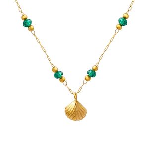 Fashion jewelry necklace Stainless steel scallop crystal beaded creative design charming women's collarbone chain wholesale